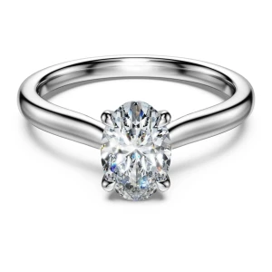 Eternity solitaire ring, Lab-grown diamonds 1 ct tw, Oval shape, 14K white gold Swarovski