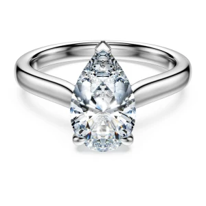 Eternity solitaire ring, Lab-grown diamonds 2 ct tw, Pear shape, 14K white gold Swarovski