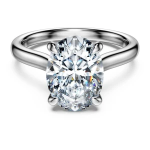 Eternity solitaire ring, Lab-grown diamonds 3 ct tw, Oval shape, 14K white gold Swarovski