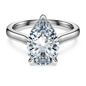 Eternity solitaire ring, Lab-grown diamonds 3 ct tw, Pear shape, 14K white gold Swarovski