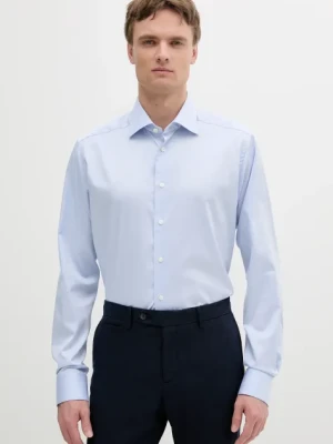 Eton koszula bawełniana męska kolor niebieski slim z kołnierzykiem klasycznym 100012342