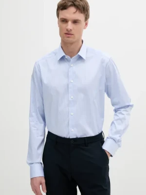 Eton koszula bawełniana męska kolor niebieski slim z kołnierzykiem klasycznym 100012744