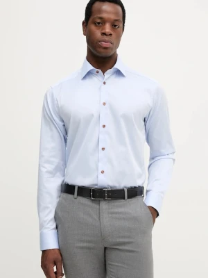 Eton koszula bawełniana męska kolor niebieski slim z kołnierzykiem klasycznym 100013892