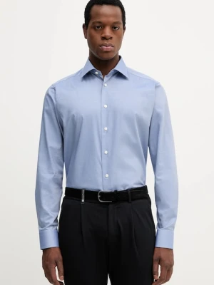Eton koszula bawełniana męska kolor niebieski slim z kołnierzykiem klasycznym 100014442