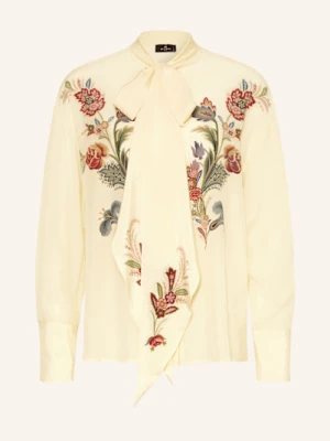 Etro Bluzka Jedwabna Z Kokardą gelb