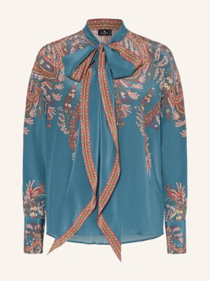 Etro Bluzka Jedwabna Z Kokardą gruen