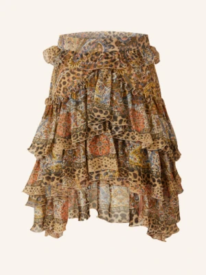 Etro Jedwabna Spódnica Z Falbanami braun