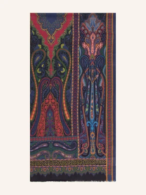 Etro Kaszmirowy Szal Z Dodatkiem Jedwabiu blau