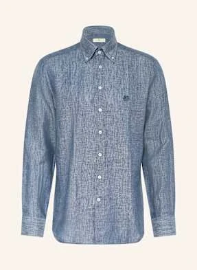 Etro Koszula Z Lnu Regular Fit blau