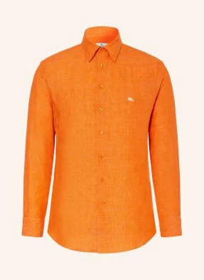 Etro Koszula Z Lnu Slim Fit orange