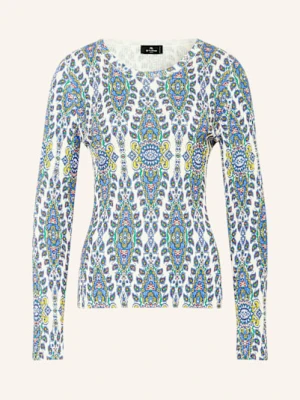 Etro Koszulka Z Długim Rękawem Z Dodatkiem Jedwabiu blau