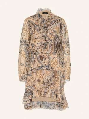 Etro Sukienka Koktajlowa Z Falbanami beige