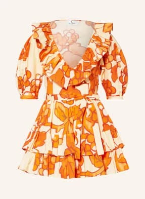 Etro Sukienka Plażowa Z Wolantami orange