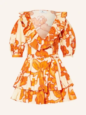 Etro Sukienka Plażowa Z Wolantami orange