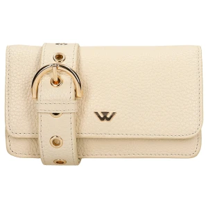 Beżowa skórzana torebka na telefon w formie nerki 80029-54 Wojas