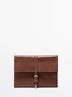Etui Na Akcesoria Technologiczne Ze Skóry Nappa - Brązowy - - Massimo Dutti - Kobieta