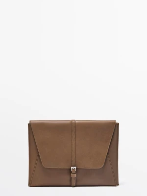 Etui Na Ipada Ze Skóry Nappa - Szarobrązowy - - Massimo Dutti - Kobieta