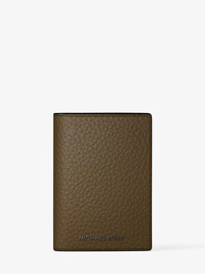 Etui na karty Hudson ze skóry groszkowej Michael Kors LODEN (Zielony)