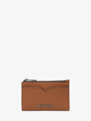 Etui na karty Hudson ze skóry z wytłoczonym logo Michael Kors BRĄZOWY (Brązowy)