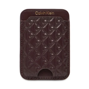 Etui na karty kredytowe Calvin Klein Aop Leather Magnetic Card Case LV04F1100G Bordowy