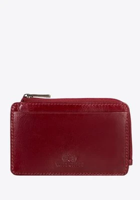Etui na karty płatnicze ze skóry na zamek czerwone Wittchen