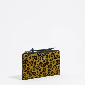 Etui na karty-portmonetka sztuczne futerko Leopard pistacjowe BIMBA Y LOLA