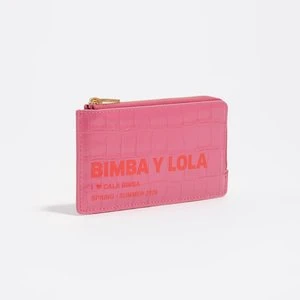 Etui na karty-portmonetka tłoczony wzór krokodyla ciemnoczerwone BIMBA Y LOLA