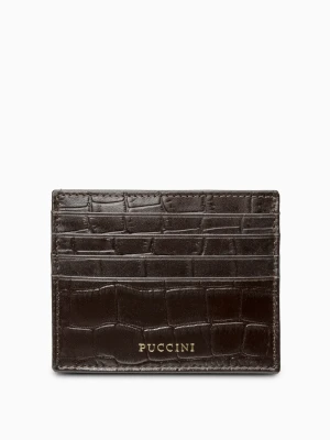 Etui na karty skórzane brązowe crocco Puccini