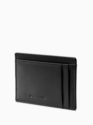 Etui na karty skórzane małe czarne Puccini