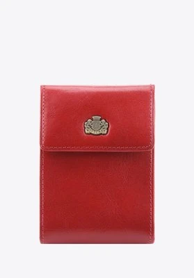 Etui na karty skórzane z herbem rozkładane czerwone Wittchen