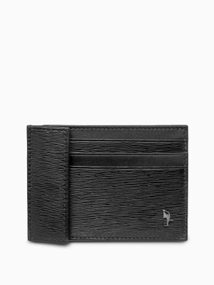 Etui na karty skórzane zamykane czarne Puccini