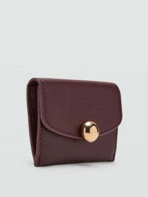 Etui na karty z klapką i ozdobnym guzikiem burgund - Kobieta - Rozmiar uniwersalny - MANGO