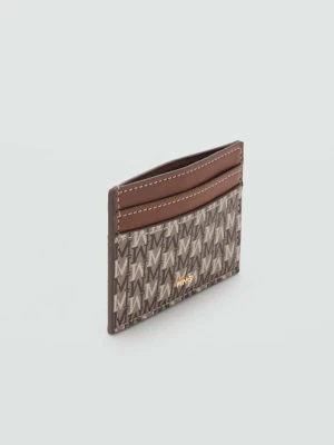 Etui na karty z nadrukiem logo średni brązowy - Kobieta - Rozmiar uniwersalny - MANGO