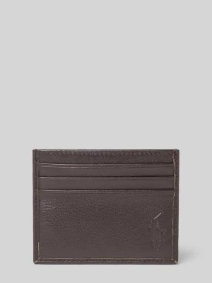 Etui na karty z naturalnej skóry bydlęcej Polo Ralph Lauren Średniobrązowy