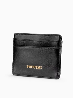 Etui na karty ze skóry ekologicznej czarne  Puccini