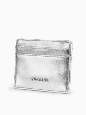 Etui na karty ze skóry ekologicznej w kolorze srebrnym Puccini