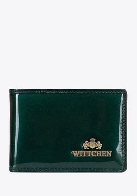 Etui na karty ze skóry lakierowanej zielone Wittchen