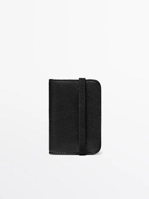Etui Na Karty Ze Skóry Nappa Z Klapą - Czarny - - Massimo Dutti - Mężczyzna