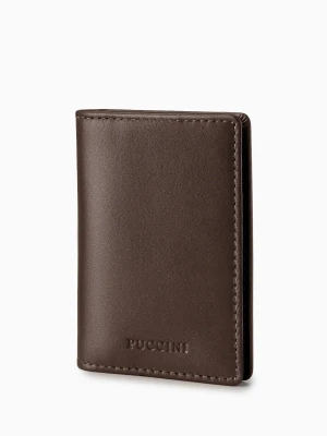 Etui na karty ze skóry naturalnej ciemnobrązowe Puccini