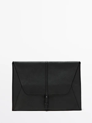 Etui Na Laptopa Ze Skóry Bydlęcej O Fakturze Nappa - Czarny - - Massimo Dutti - Mężczyzna