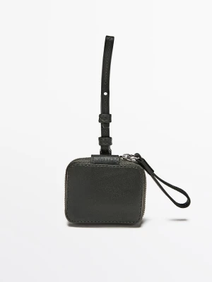 Etui Na Słuchawki Airpods Ze Skóry Nappa - Zielony - - Massimo Dutti - Mężczyzna