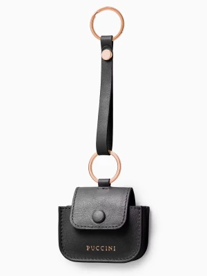 Etui na słuchawki skórzane czarne Puccini