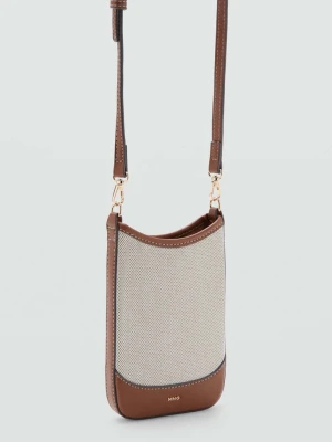 Etui na telefon na pasku z płótna z kontrastowym wykończeniem beżowy - Kobieta - Rozmiar uniwersalny - MANGO