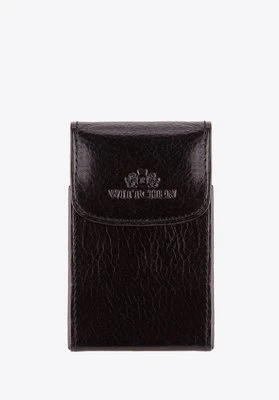 Etui na wizytówki skórzane metalowe czarne Wittchen