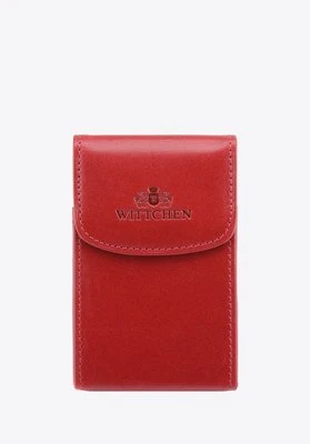 Etui na wizytówki skórzane metalowe czerwone Wittchen
