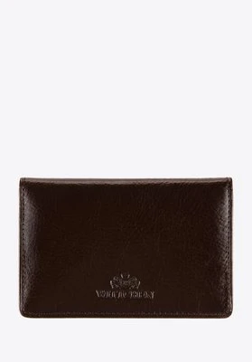 Etui na wizytówki skórzane poziome brązowe Wittchen