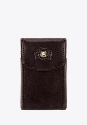 Etui na wizytówki skórzane z blaszką brązowe Wittchen