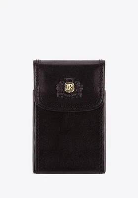 Etui na wizytówki skórzane z blaszką czarne Wittchen