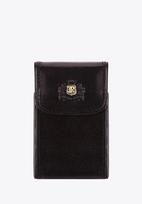 Etui na wizytówki skórzane z blaszką czarne Wittchen