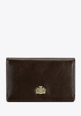 Etui na wizytówki skórzane z herbem brązowe Wittchen